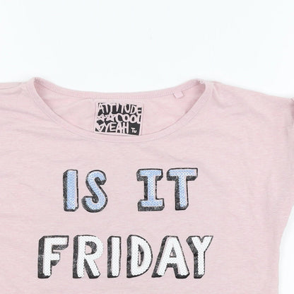 TU Girls Pink   Basic T-Shirt Size 11 Years  - is it friday yet