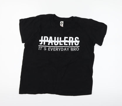 Club Boys Black   Basic T-Shirt Size 9-10 Years  - slogan
