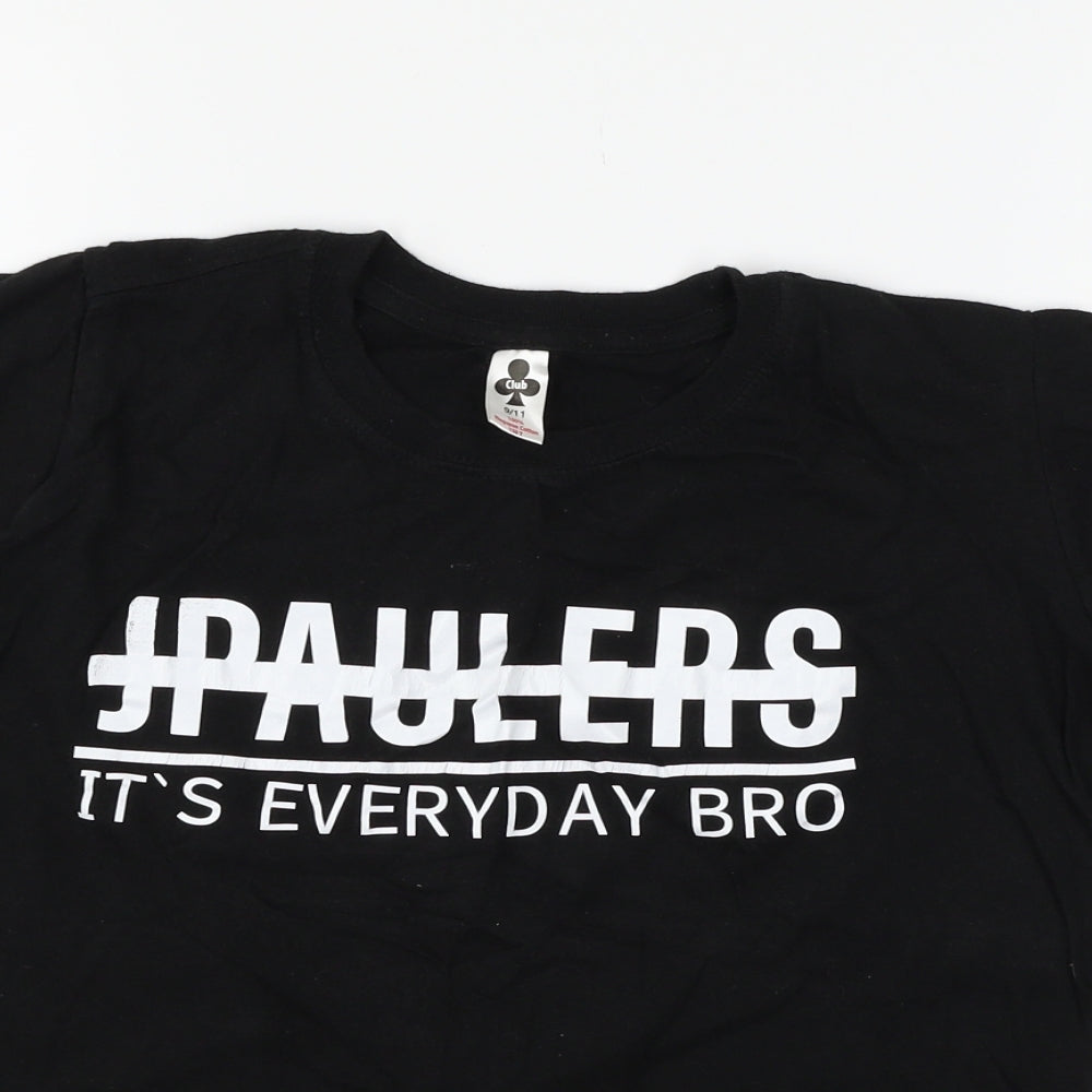 Club Boys Black   Basic T-Shirt Size 9-10 Years  - slogan