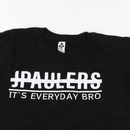 Club Boys Black   Basic T-Shirt Size 9-10 Years  - slogan