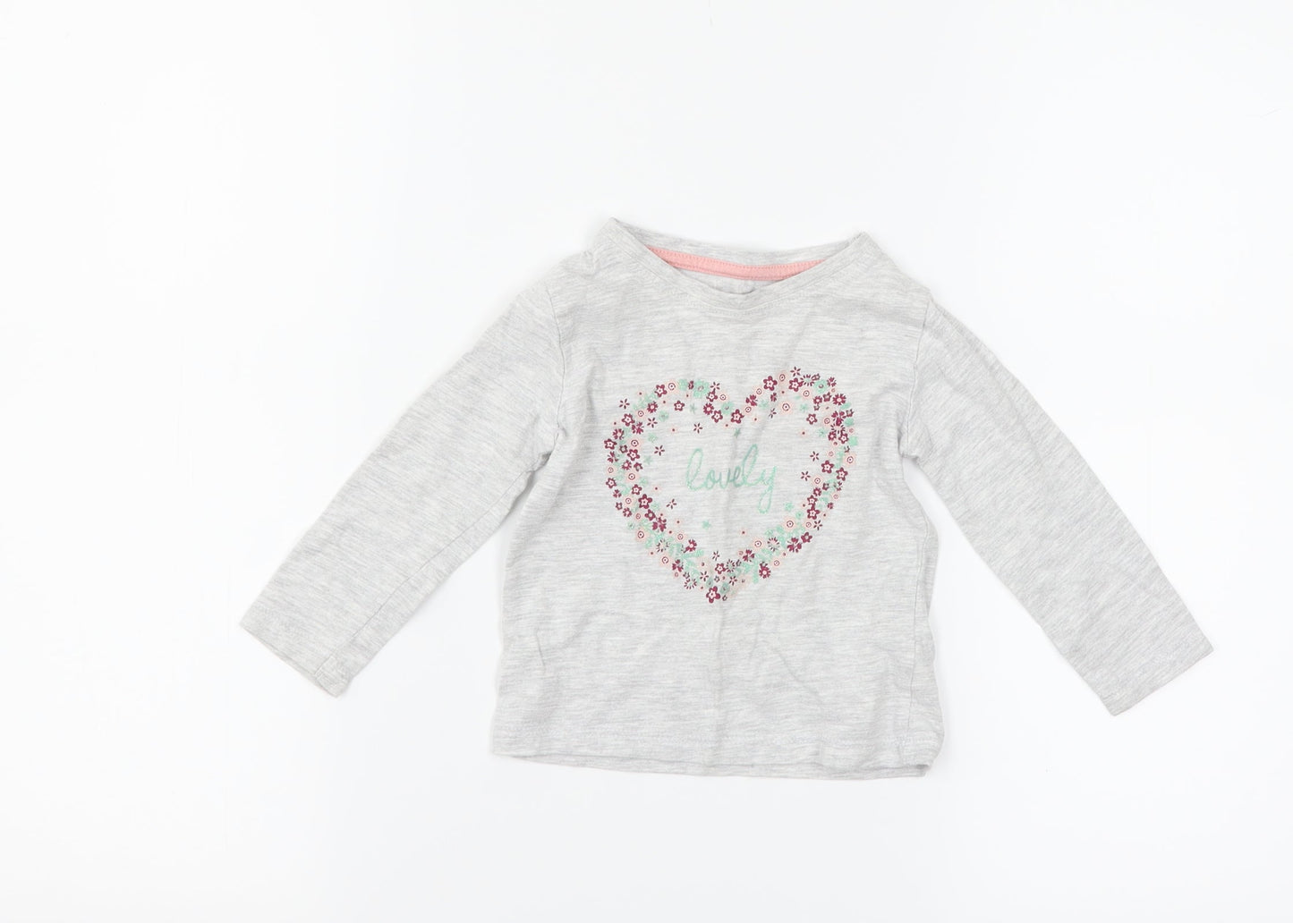 Primark Girls Grey Floral  Basic T-Shirt Size 9-12 Months  - lovely