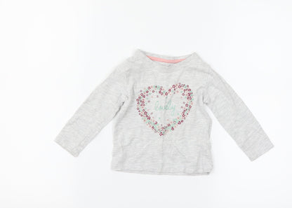 Primark Girls Grey Floral  Basic T-Shirt Size 9-12 Months  - lovely