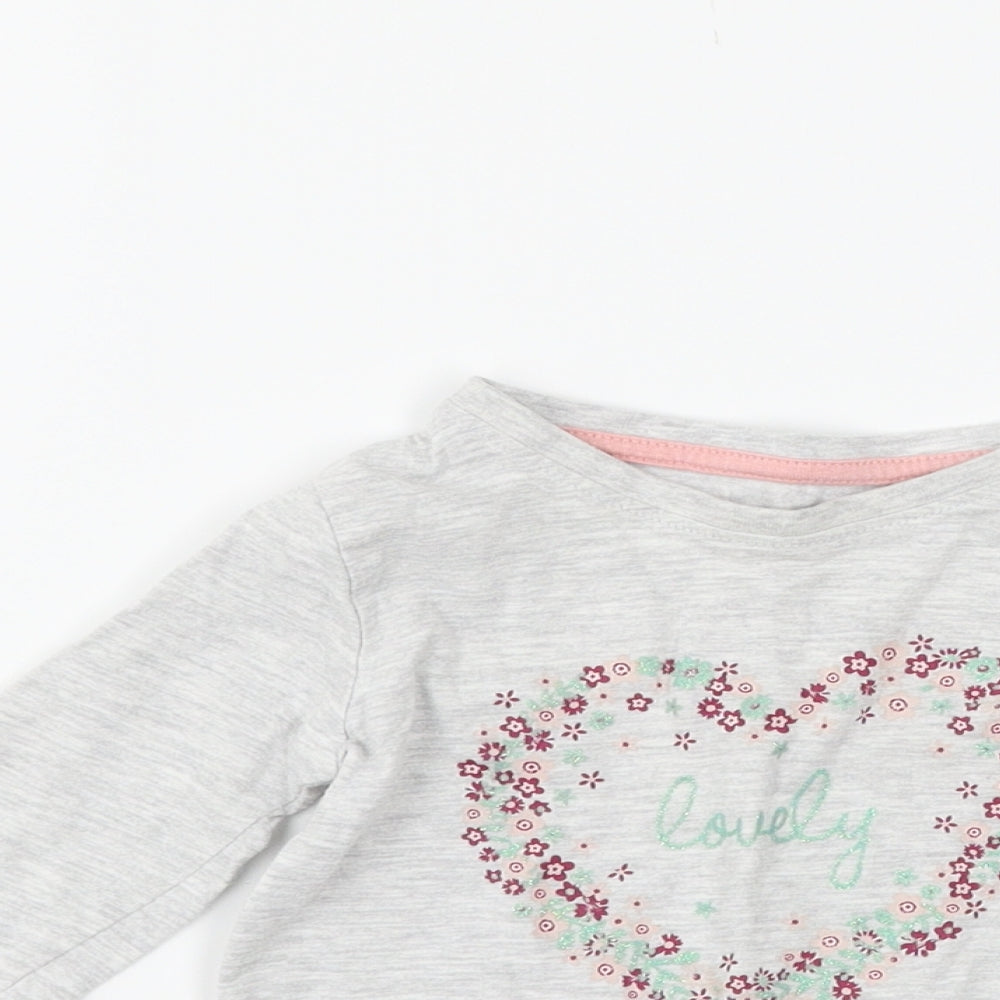 Primark Girls Grey Floral  Basic T-Shirt Size 9-12 Months  - lovely