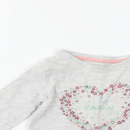 Primark Girls Grey Floral  Basic T-Shirt Size 9-12 Months  - lovely