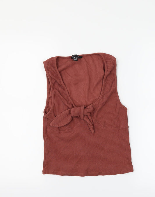 Womens UK Size 14 New Look Brown Cropped Tank
