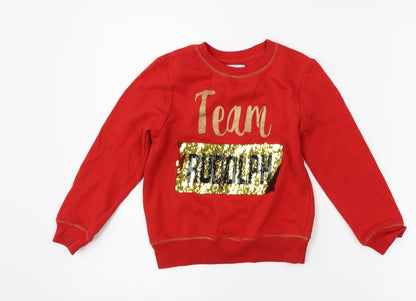George Girls Red   Pullover Sweatshirt Size 6-7 Years  - Team Rudolph