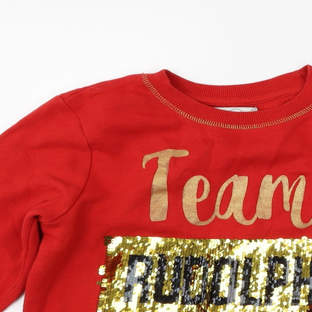 George Girls Red   Pullover Sweatshirt Size 6-7 Years  - Team Rudolph