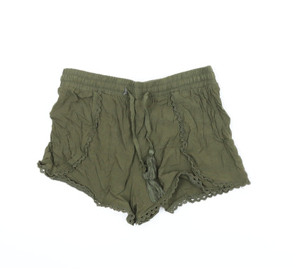 Primark Womens Green   Paperbag Shorts Size 8