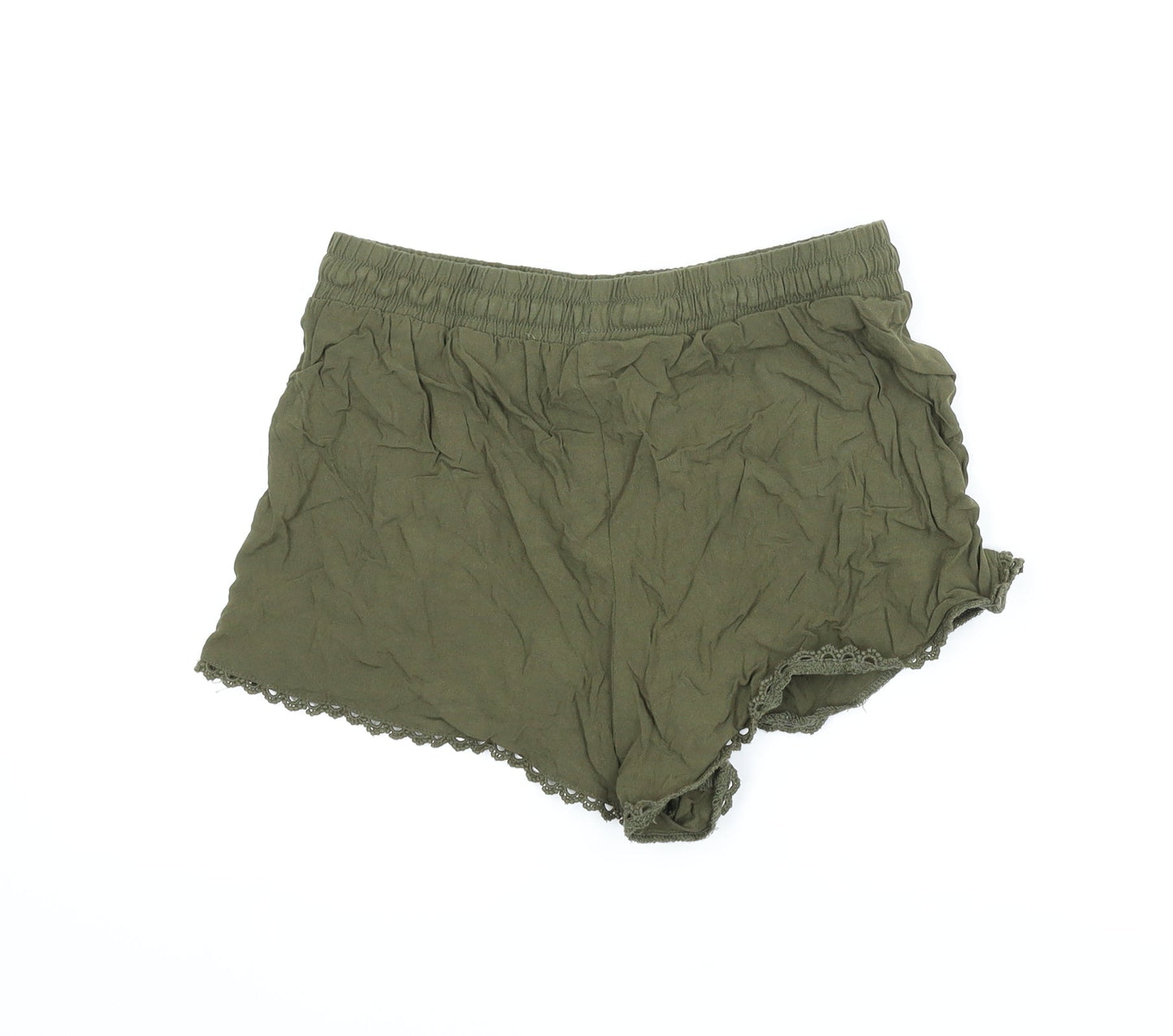 Primark Womens Green   Paperbag Shorts Size 8