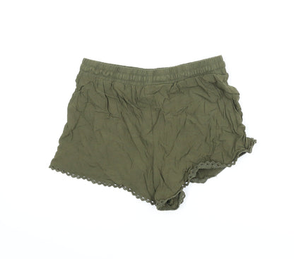 Primark Womens Green   Paperbag Shorts Size 8
