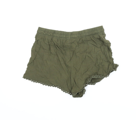 Primark Womens Green   Paperbag Shorts Size 8