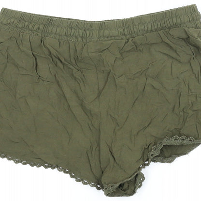 Primark Womens Green   Paperbag Shorts Size 8