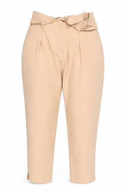 Womens UK Size 10 River Island Regular Fit Capri Beige Trousers
