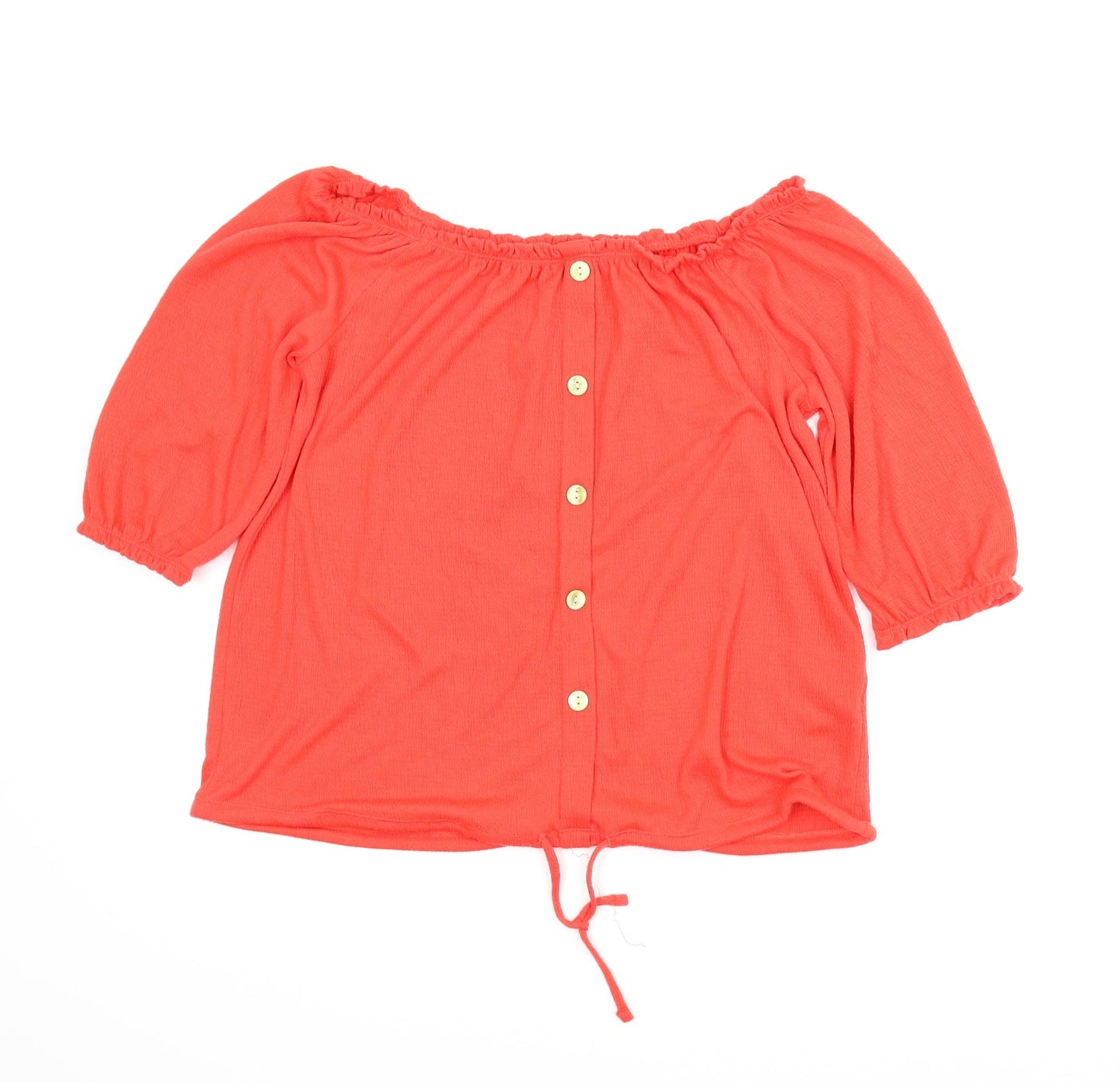 Womens UK Size 12 Papaya Red Basic Blouse
