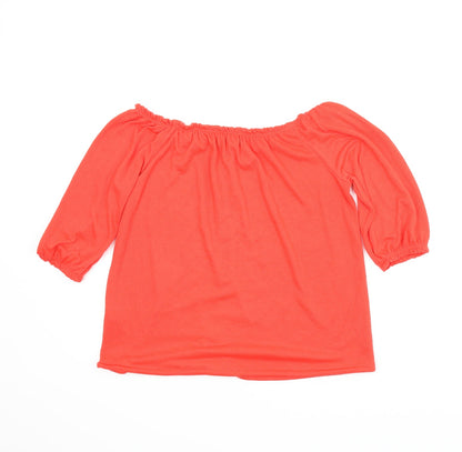 Womens UK Size 12 Papaya Red Basic Blouse