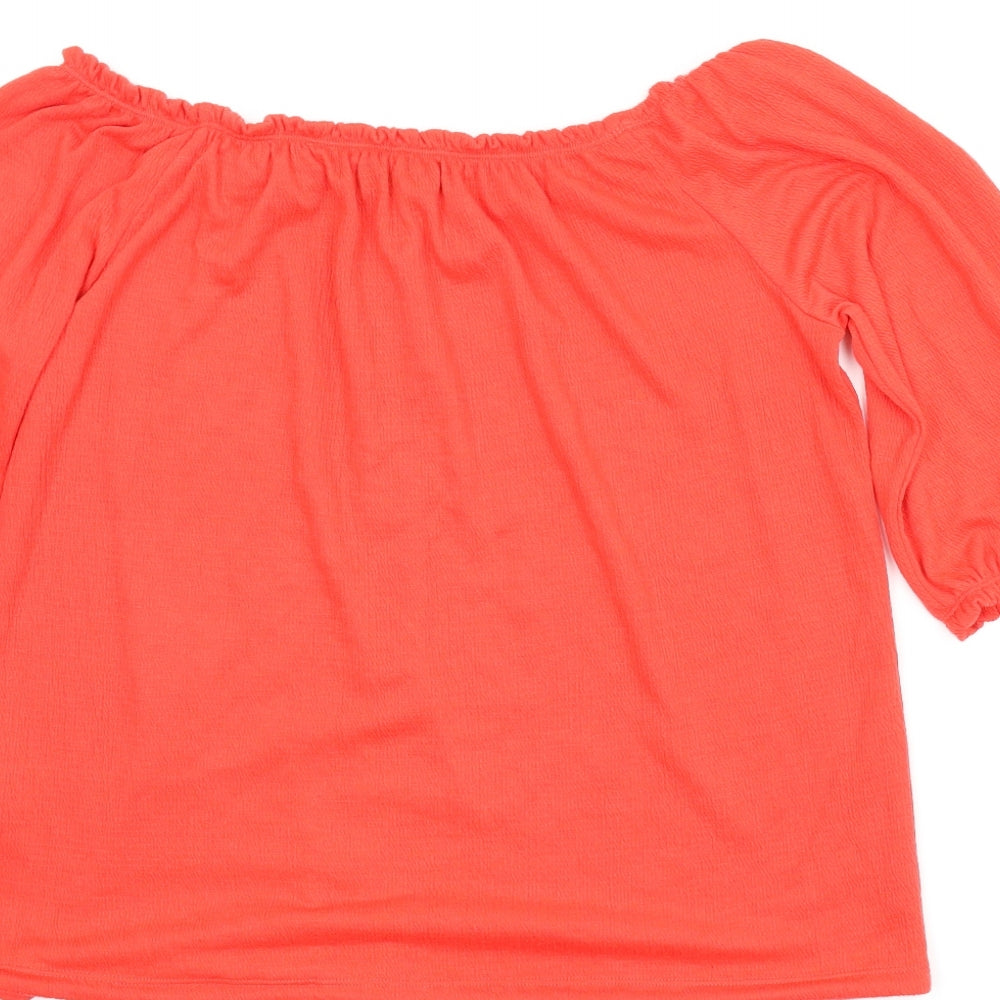 Womens UK Size 12 Papaya Red Basic Blouse