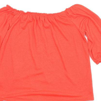 Womens UK Size 12 Papaya Red Basic Blouse