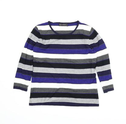Just Elegance Womens Blue Striped  Pullover Jumper Size M