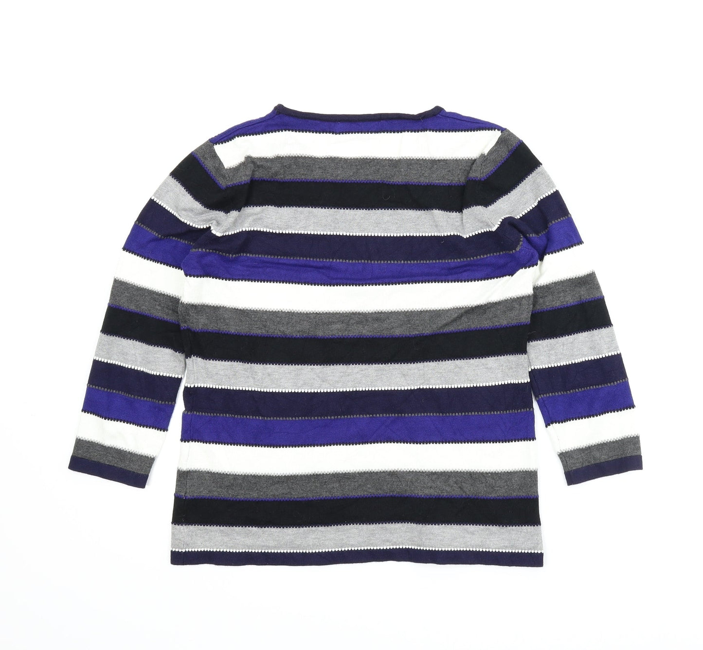 Just Elegance Womens Blue Striped  Pullover Jumper Size M