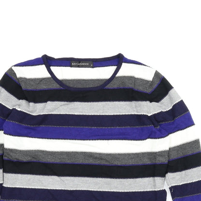 Just Elegance Womens Blue Striped  Pullover Jumper Size M