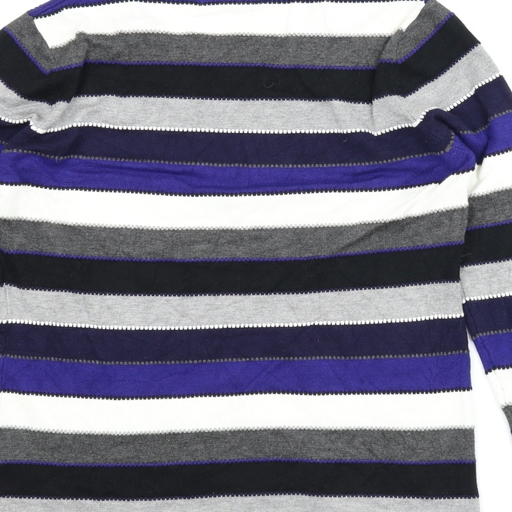 Just Elegance Womens Blue Striped  Pullover Jumper Size M