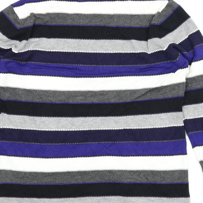 Just Elegance Womens Blue Striped  Pullover Jumper Size M