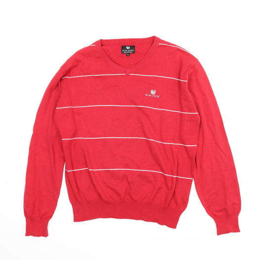 Palm Grove Mens Red Striped  Pullover Jumper Size L