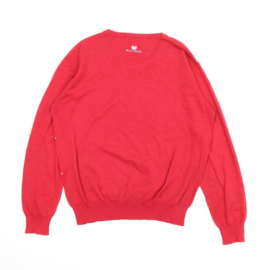 Palm Grove Mens Red Striped  Pullover Jumper Size L