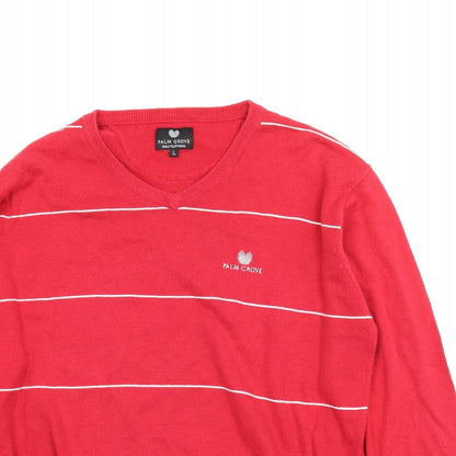 Palm Grove Mens Red Striped  Pullover Jumper Size L
