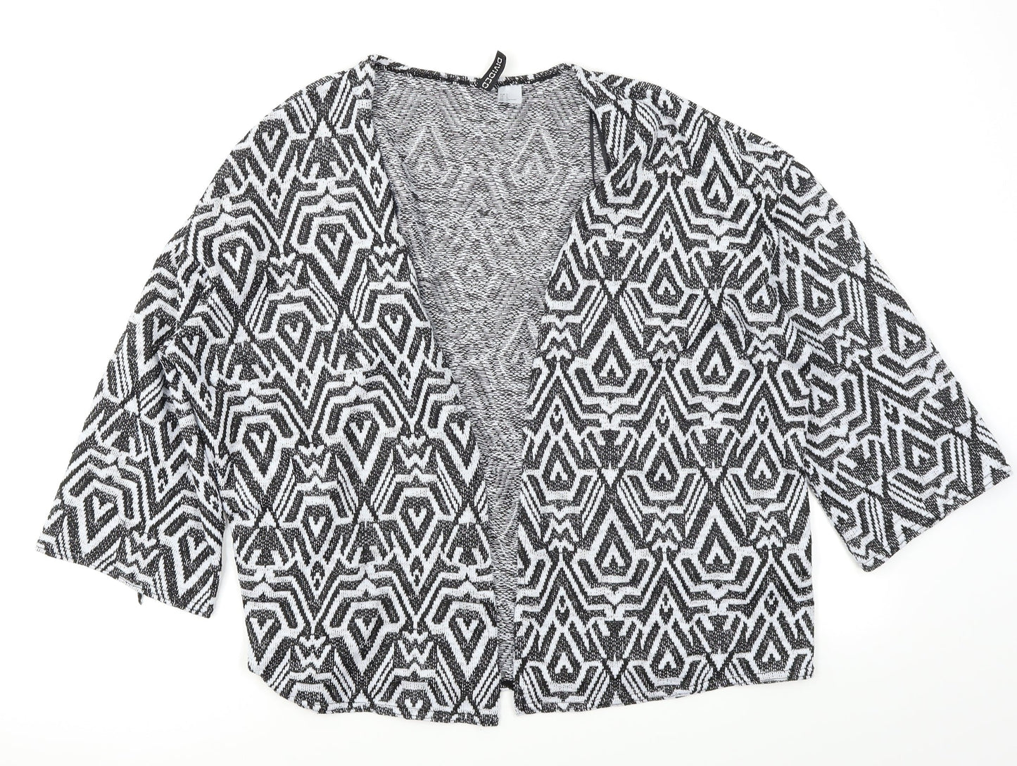Divided Womens Black Geometric Knit Cardigan Jumper Size L