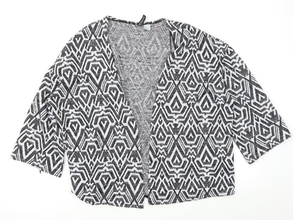 Divided Womens Black Geometric Knit Cardigan Jumper Size L