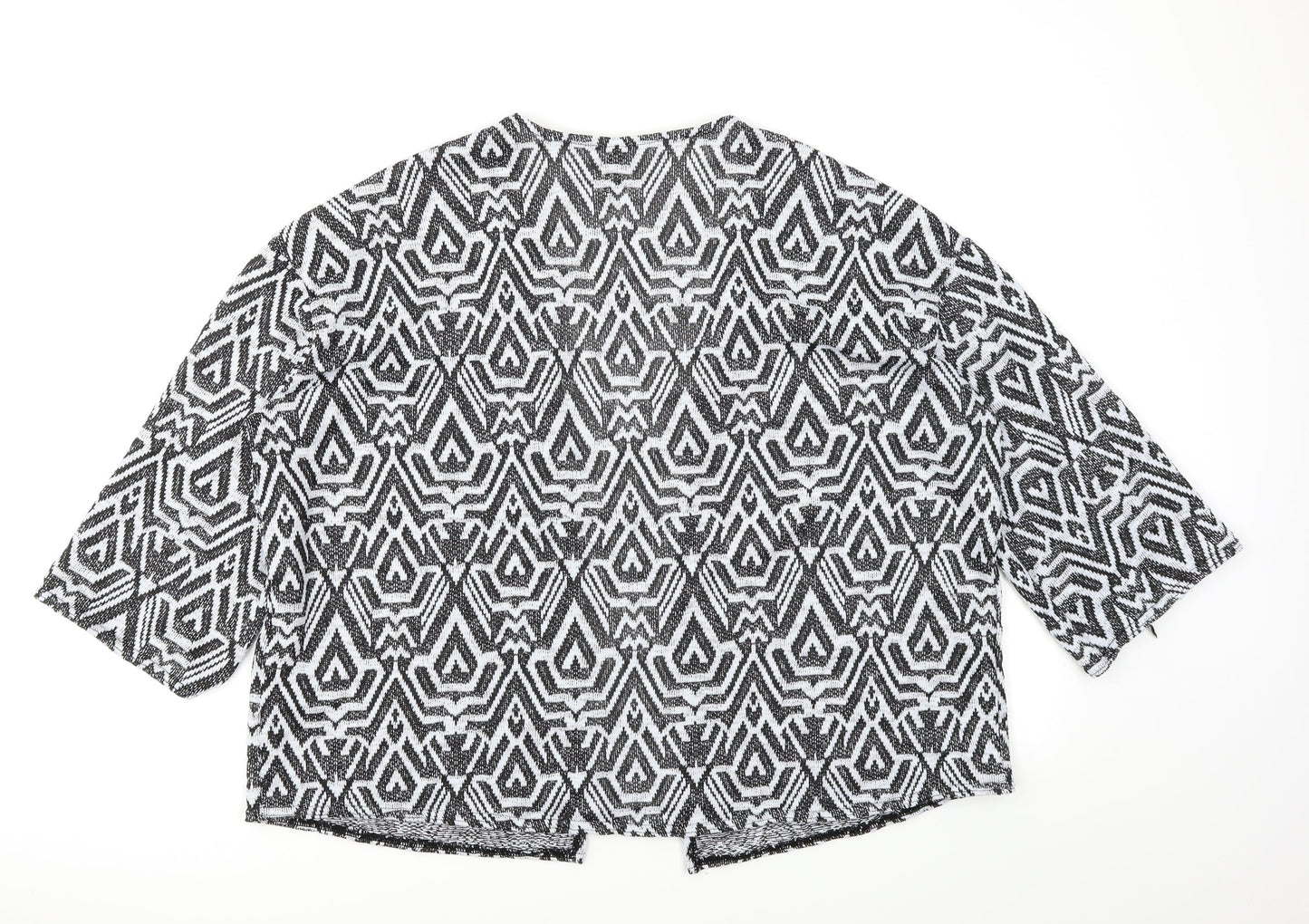Divided Womens Black Geometric Knit Cardigan Jumper Size L