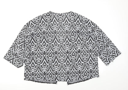 Divided Womens Black Geometric Knit Cardigan Jumper Size L