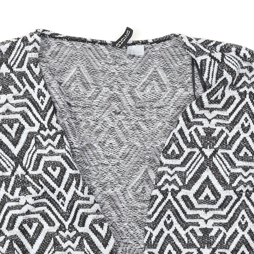 Divided Womens Black Geometric Knit Cardigan Jumper Size L