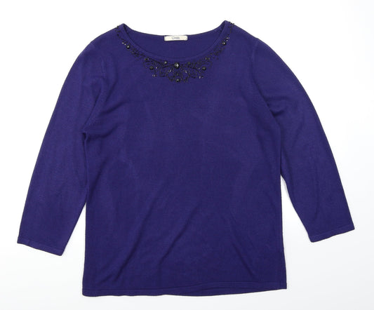 Classics Womens Blue  Knit Pullover Jumper Size 14