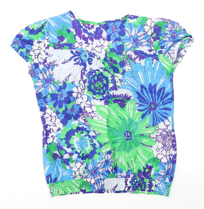 The Collection Womens Blue Floral  Basic Blouse Size 14