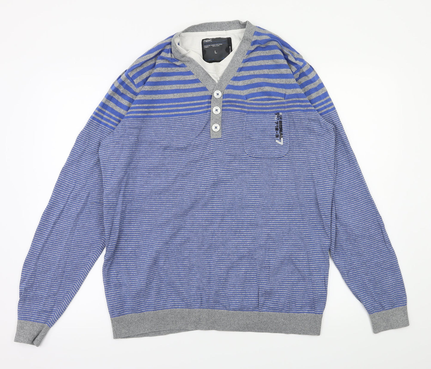 Mens UK Size L NEXT Blue Pullover Hoodie