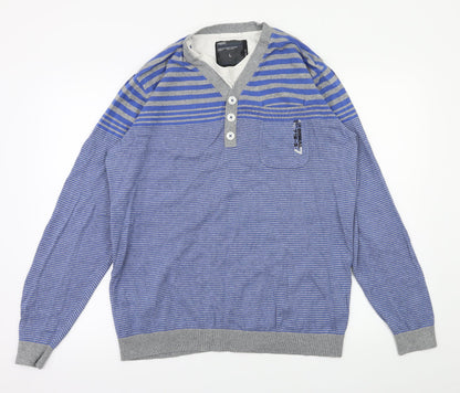 Mens UK Size L NEXT Blue Pullover Hoodie