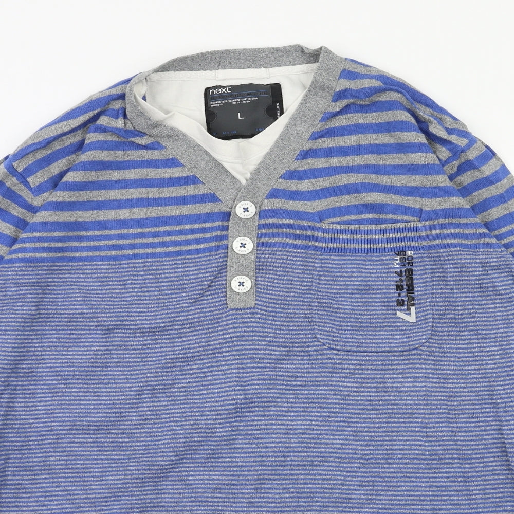 Mens UK Size L NEXT Blue Pullover Hoodie