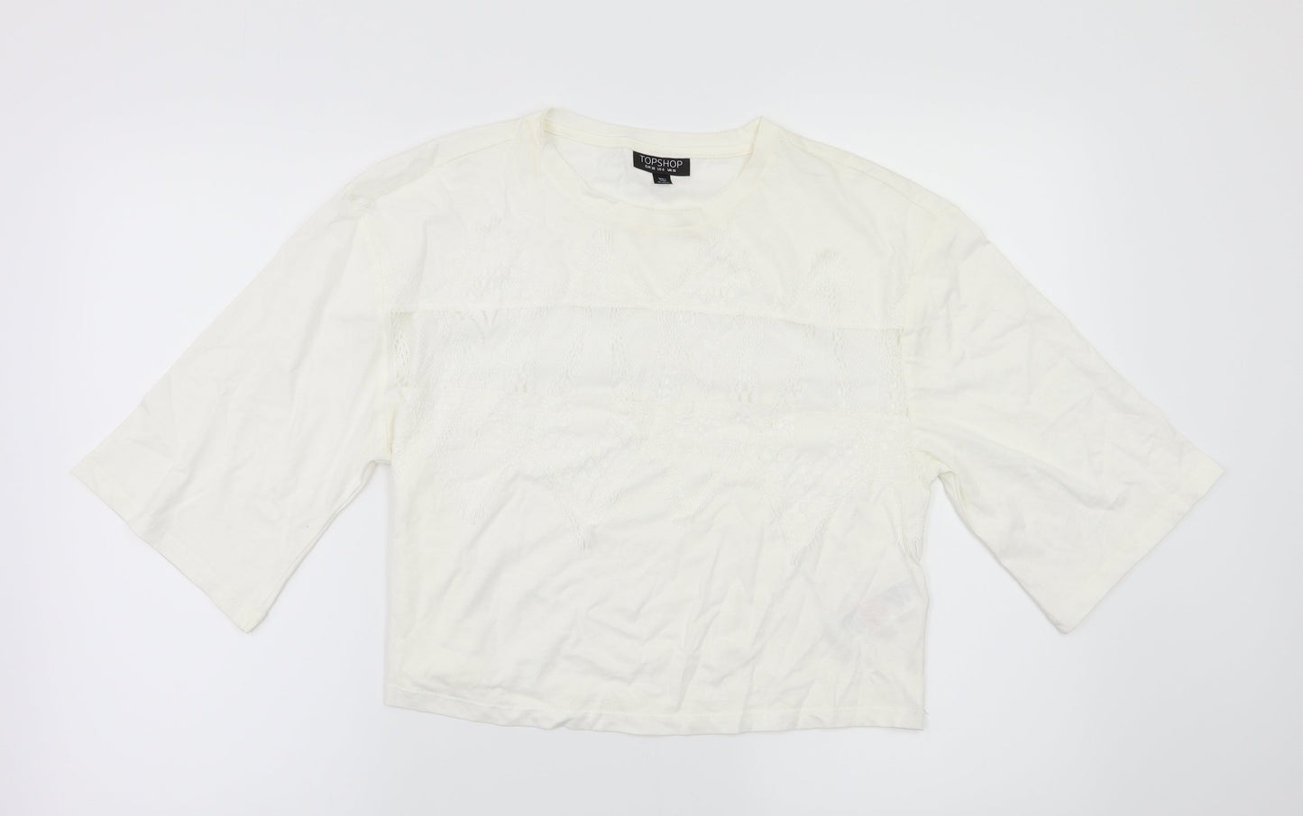 Womens UK Size 10 Topshop White Basic T-Shirt