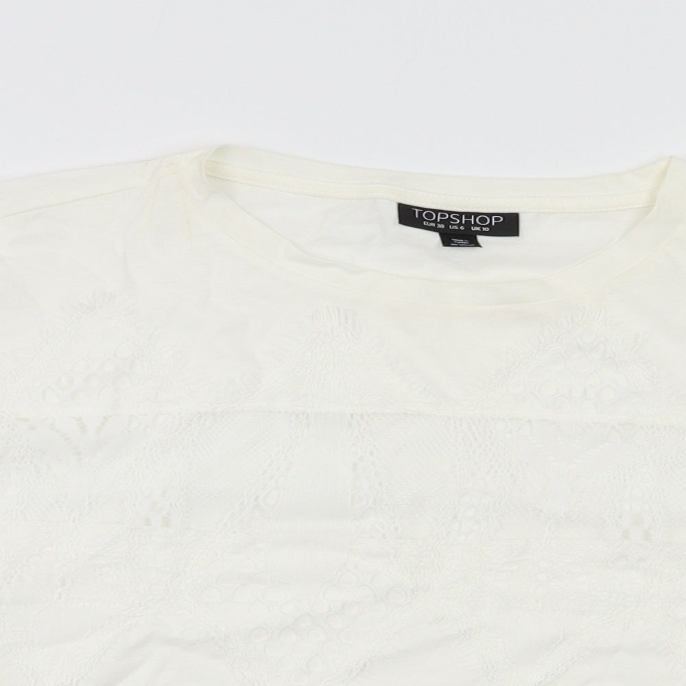 Womens UK Size 10 Topshop White Basic T-Shirt