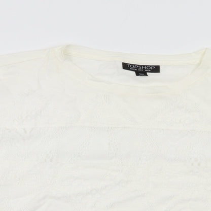Womens UK Size 10 Topshop White Basic T-Shirt