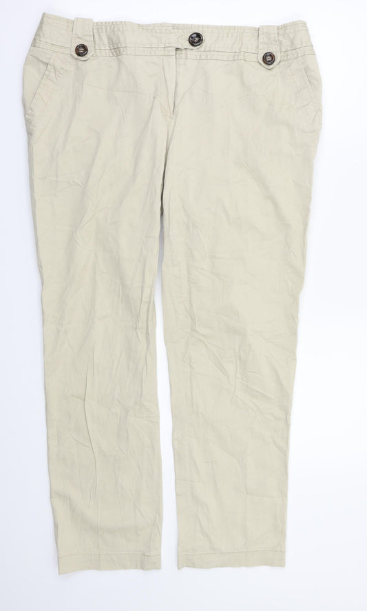Flame Womens Beige   Trousers  Size 16 L28 in