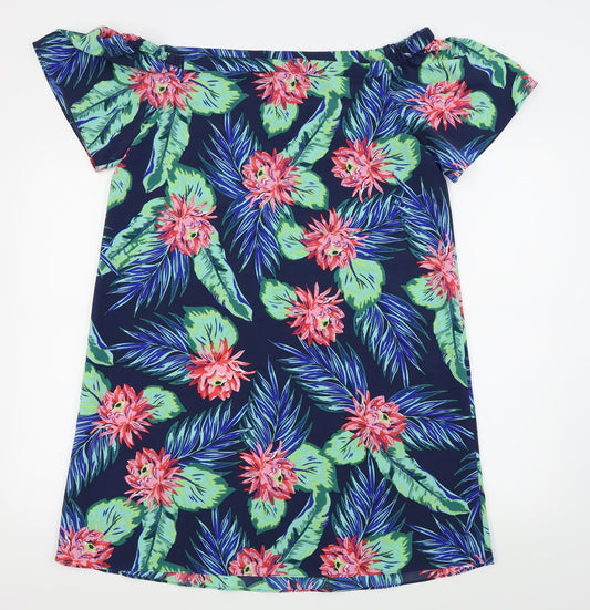 Asda George Womens Blue Floral  Fit & Flare  Size 12