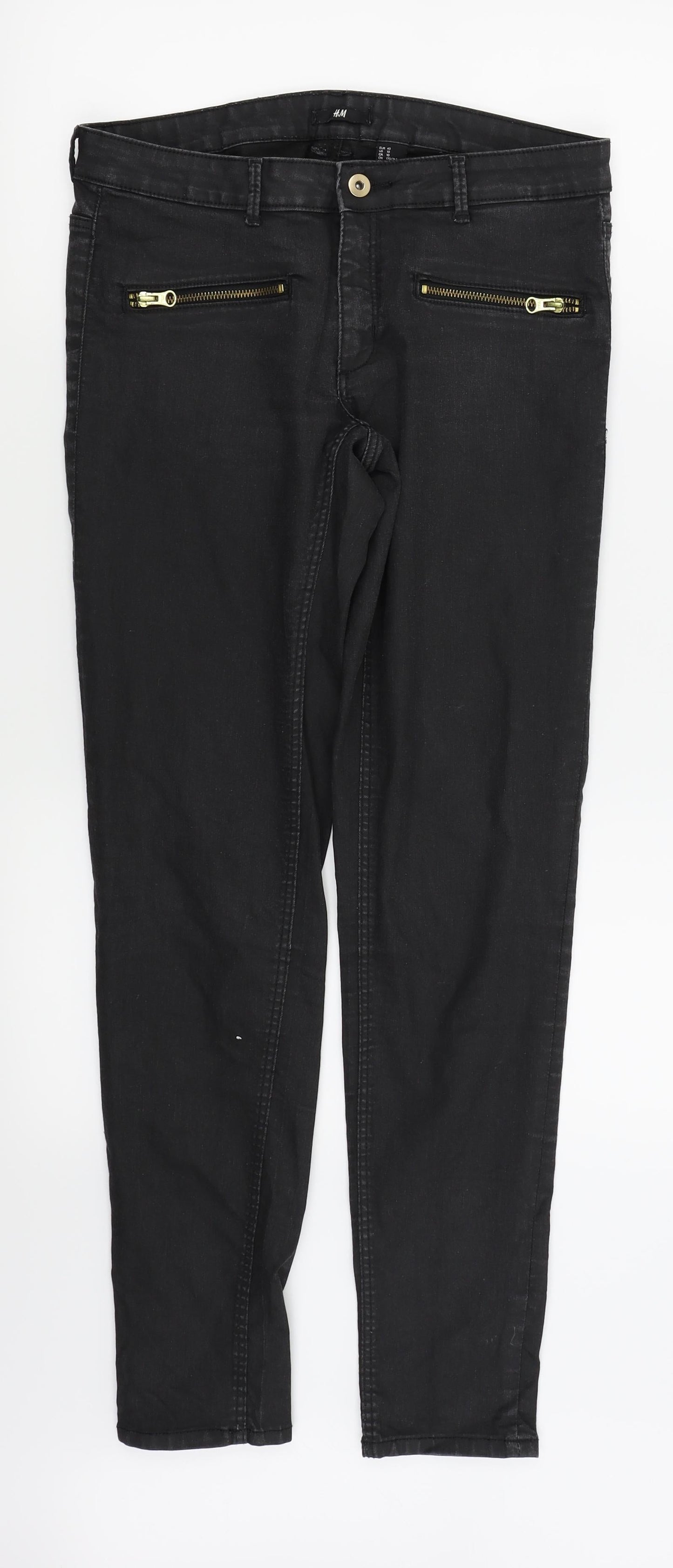 Womens UK Size 10 H&M Regular Fit Skinny Black Jeans