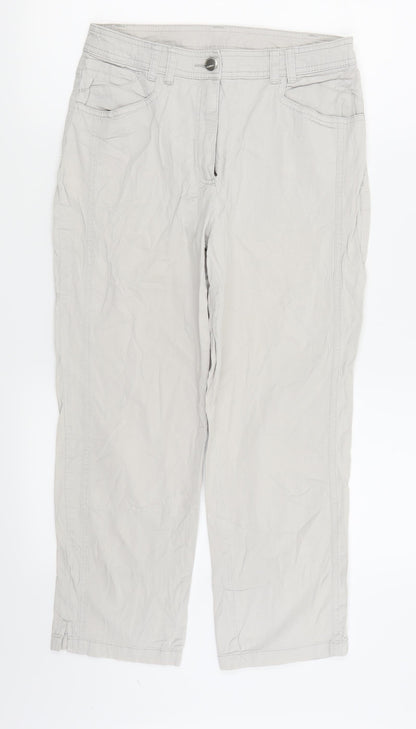 Womens UK Size 10 Canda Regular Fit Capri Grey Trousers