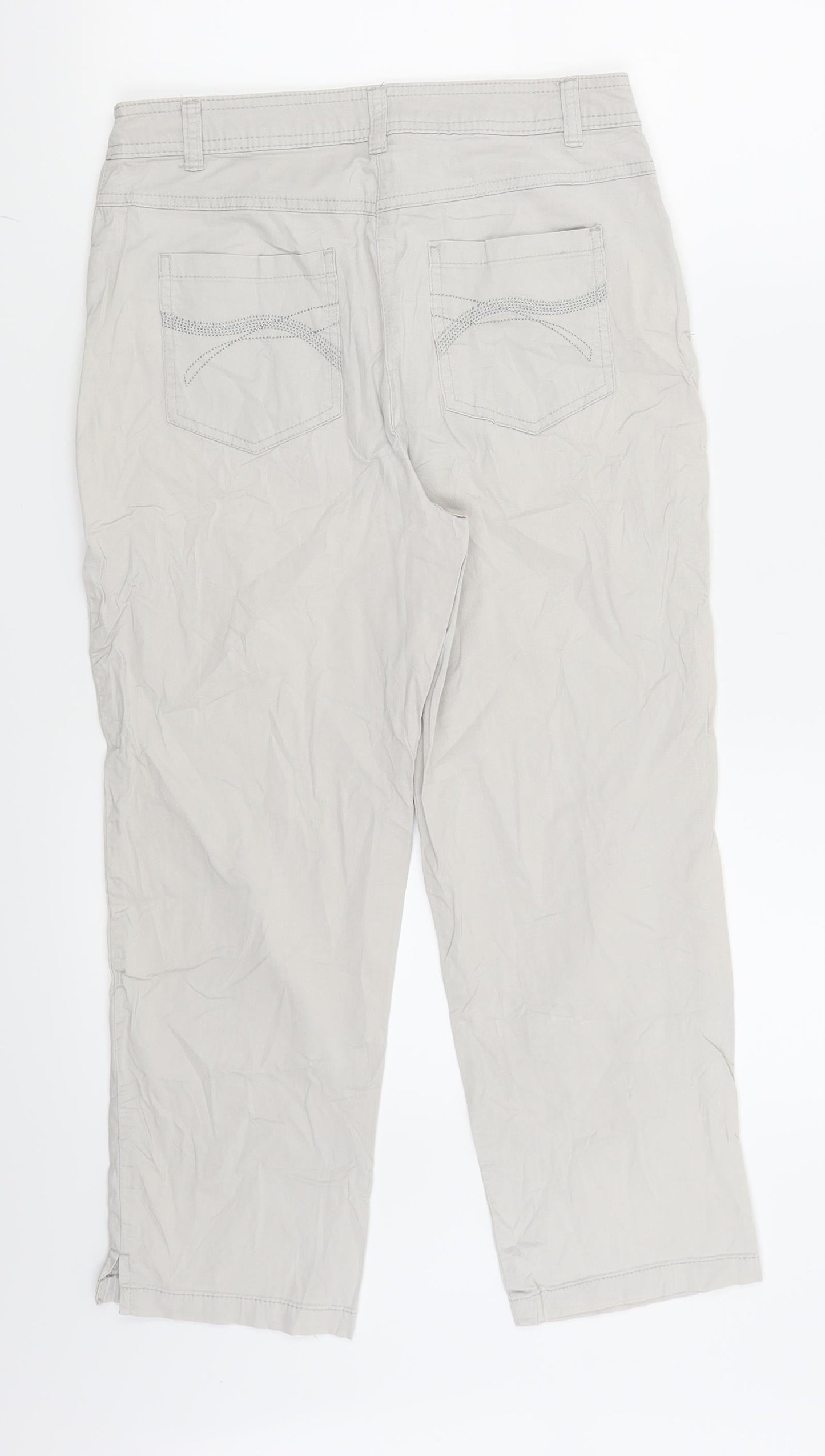 Womens UK Size 10 Canda Regular Fit Capri Grey Trousers
