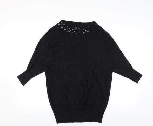 Wallis Womens Black   Pullover Jumper Size S  - cold shoudler