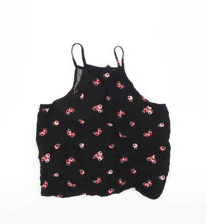 New Look Girls Black Floral  Basic Blouse Size 10 Years