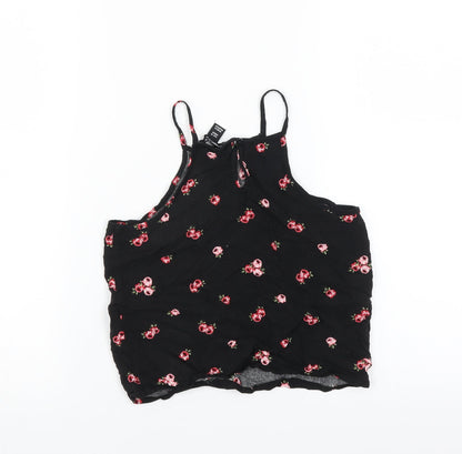 New Look Girls Black Floral  Basic Blouse Size 10 Years